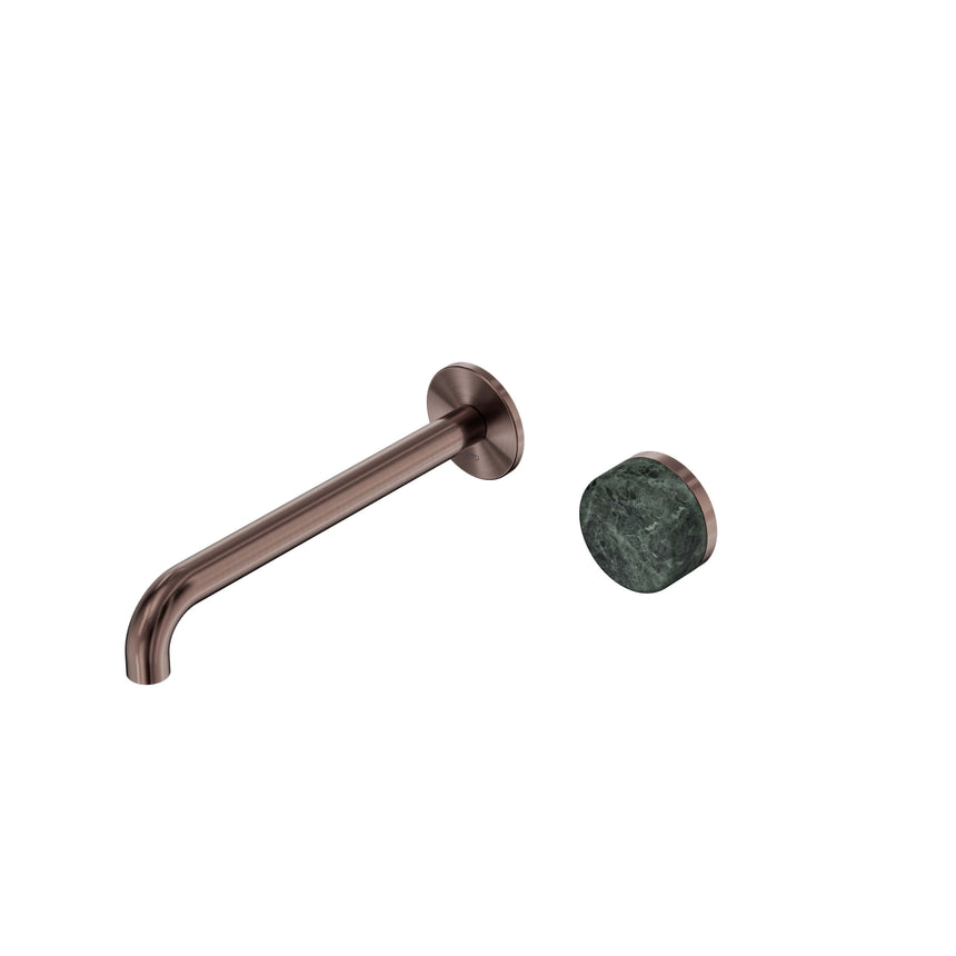 Nero Serenity Progressive Wall Basin Mixer 220mm Spout With Verde Alpi Handle Brushed Bronze Tapware Nero Default Title
