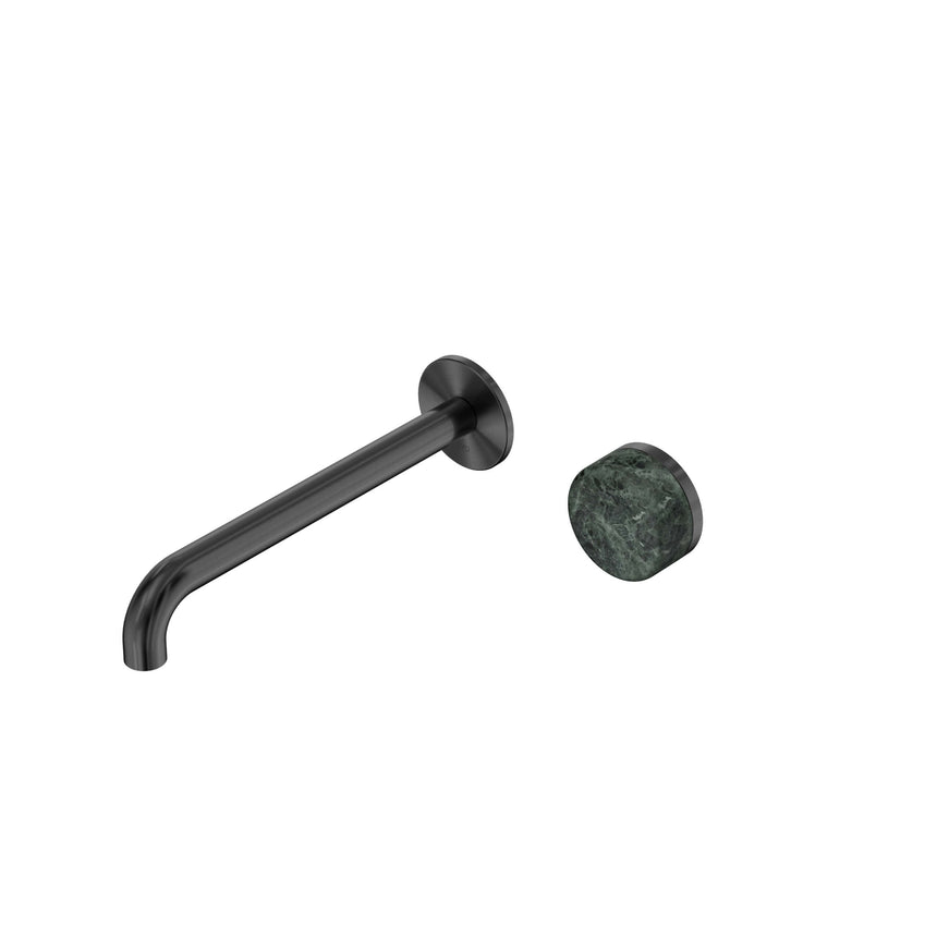 Nero Serenity Progressive Wall Basin Mixer 220mm Spout With Verde Alpi Handle Gun Metal Tapware Nero Default Title