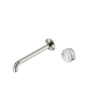 Nero Serenity Progressive Wall Basin Mixer 220mm Spout With Arabescato Corchia Handle Brushed Nickel
