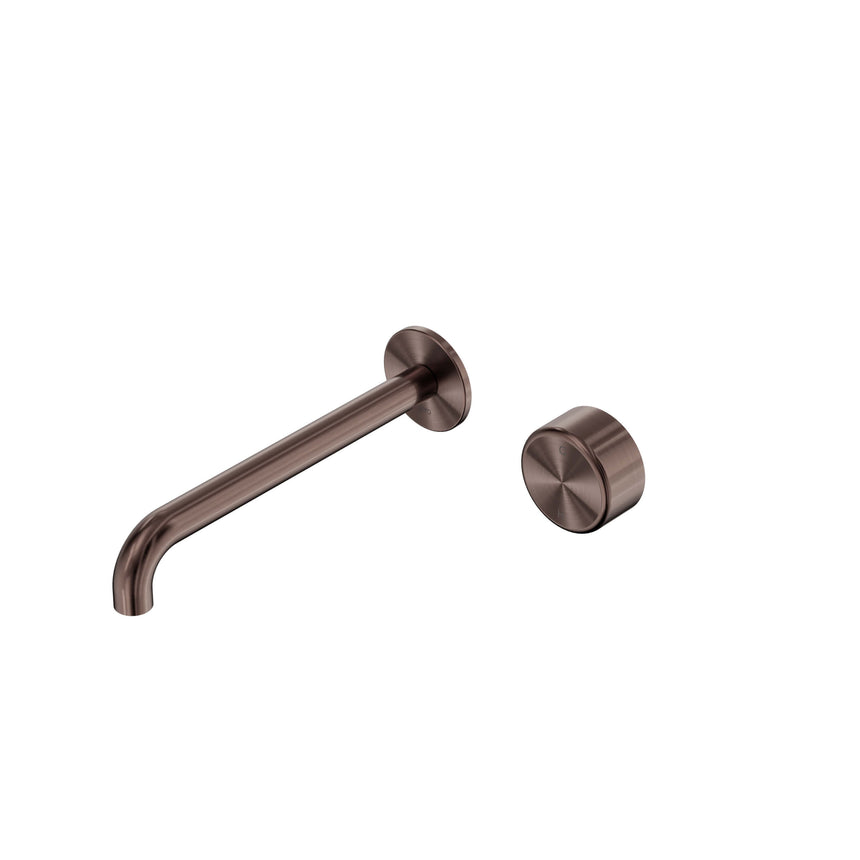 Nero Serenity Progressive Wall Basin Mixer 220mm Spout With Metal Handle Brushed Bronze Tapware Nero Default Title