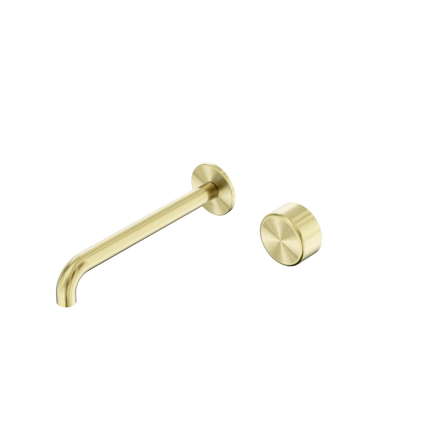 Nero Serenity Progressive Wall Basin Mixer 220mm Spout With Metal Handle Brushed Gold Tapware Nero Default Title