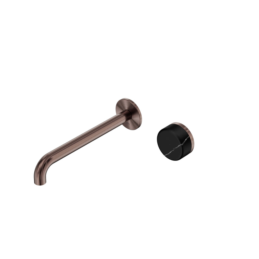 Nero Serenity Progressive Wall Basin Mixer 220mm Spout With Marquina Black Handle Brushed Bronze Tapware Nero Default Title