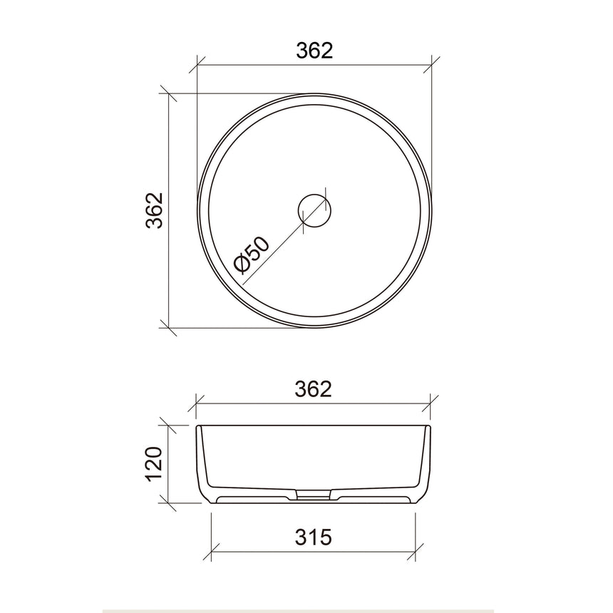 Allure Arrow Basin 360mm Matt White Bathroom Basin Timberline