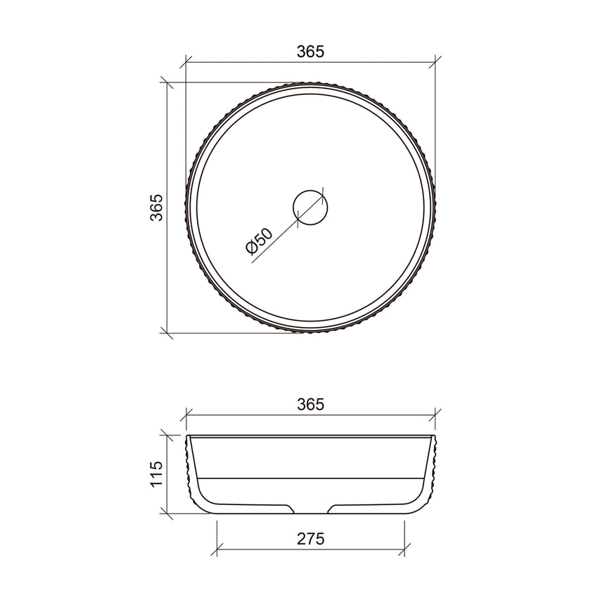 Allure Dimple Basin 360mm Gloss White Bathroom Basin Timberline