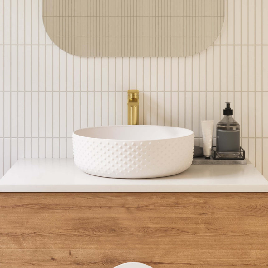 Allure Dimple Basin 360mm Matt White Bathroom Basin Timberline
