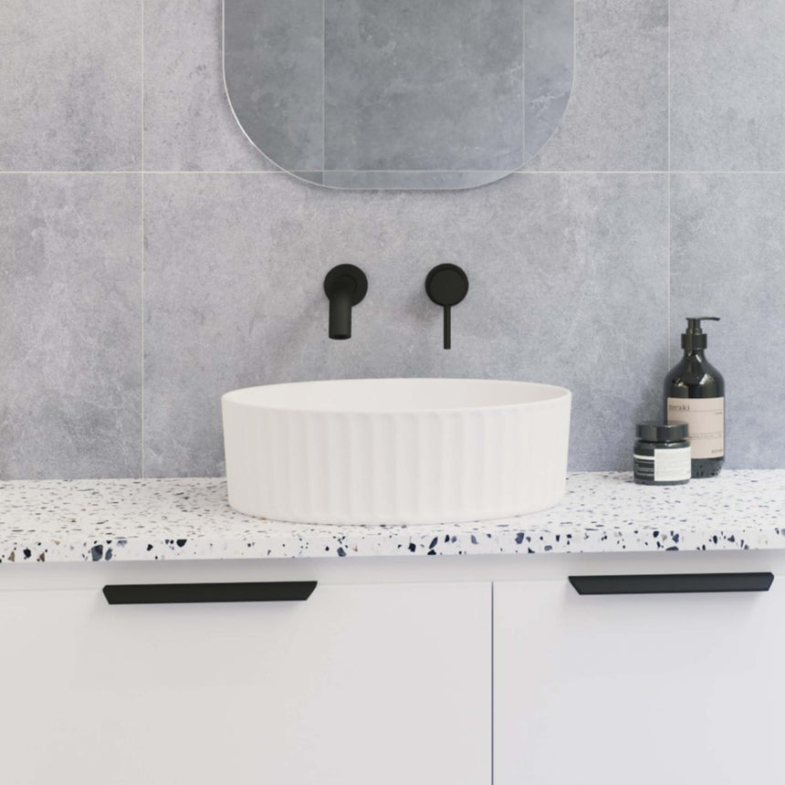 Allure Flute Basin 365mm Matt White Bathroom Basin Timberline