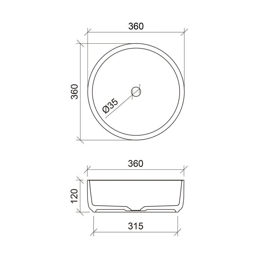 Allure Undermount Basin 360mm Matt Grey Bathroom Basin Timberline