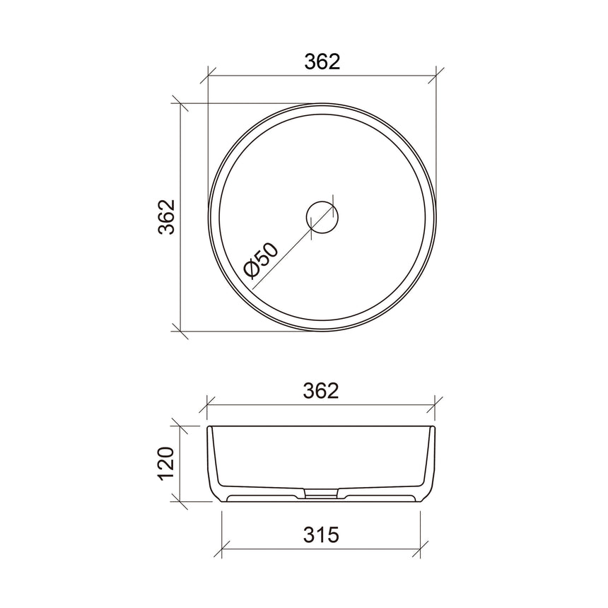 Allure Raked Basin 360mm Matt White Bathroom Basin Timberline