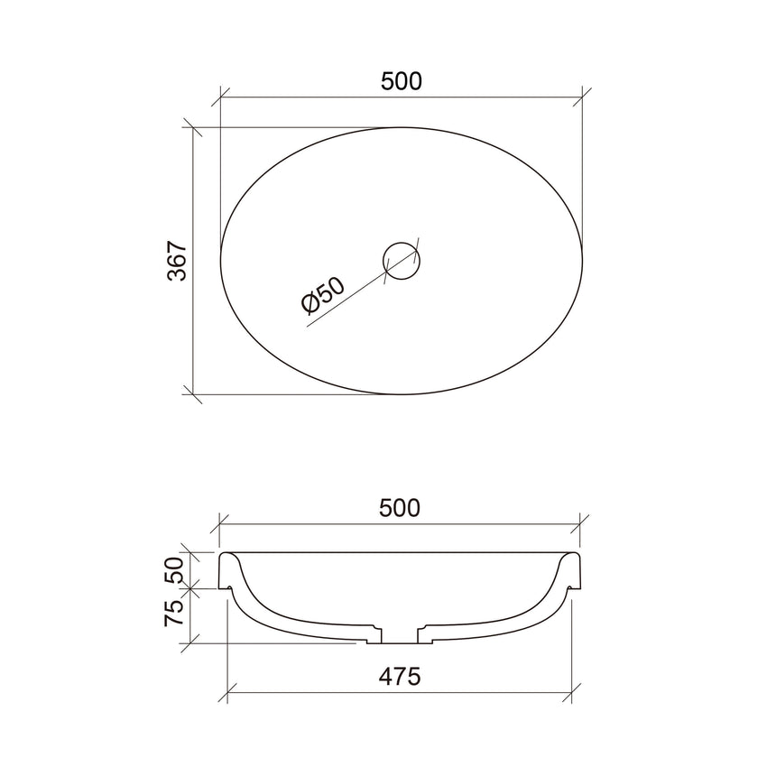 Coast Basin 495mm Gloss White Bathroom Basin Timberline