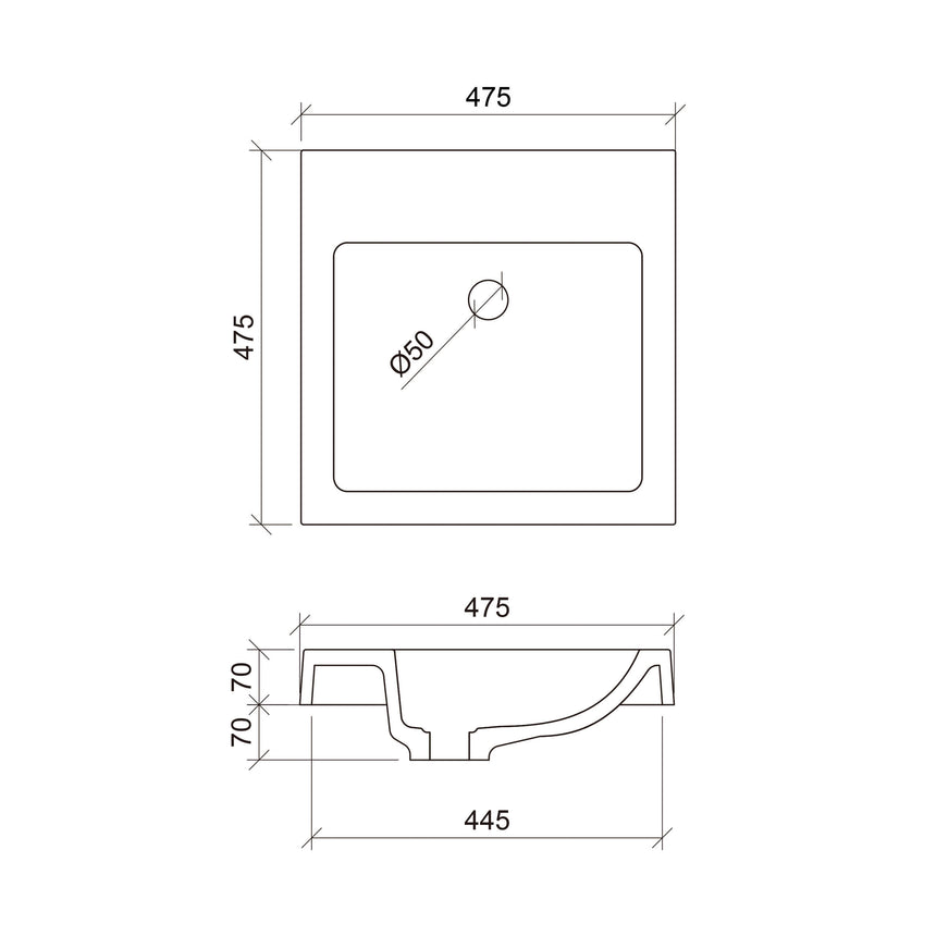 Cove Basin 1TH 460mm Gloss White Bathroom Basin Timberline