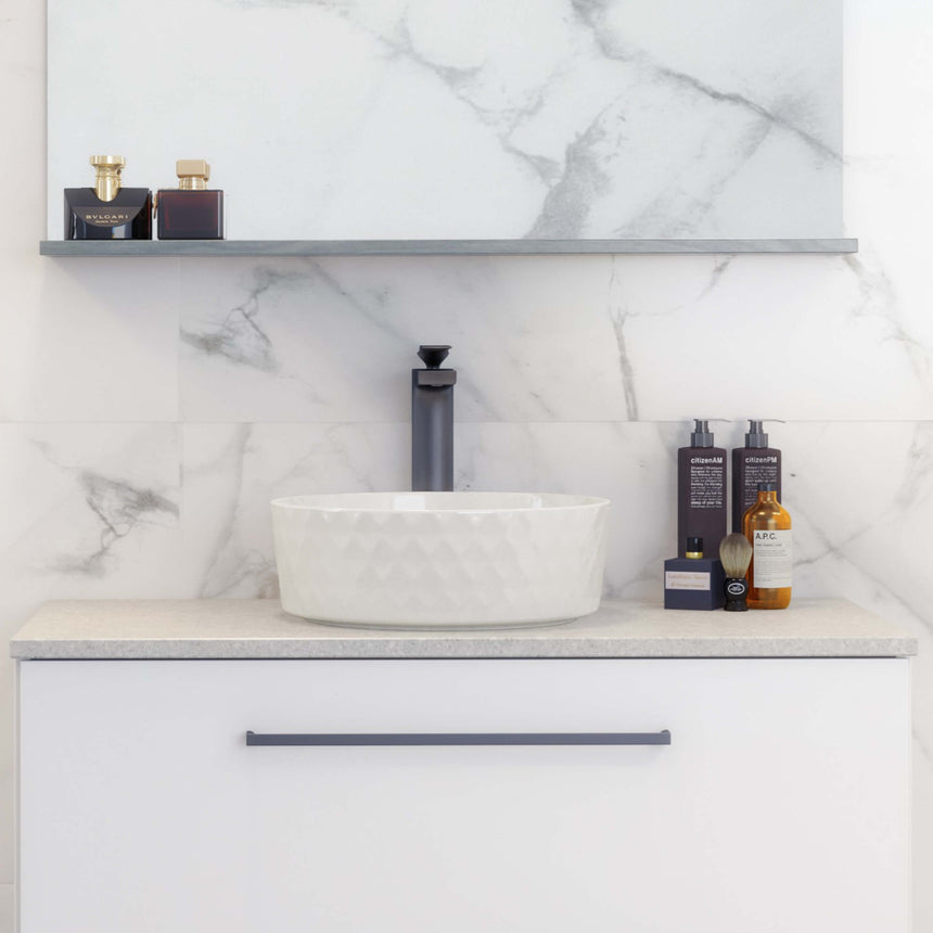 Diamond Basin 360mm Matt White Bathroom Basin Timberline