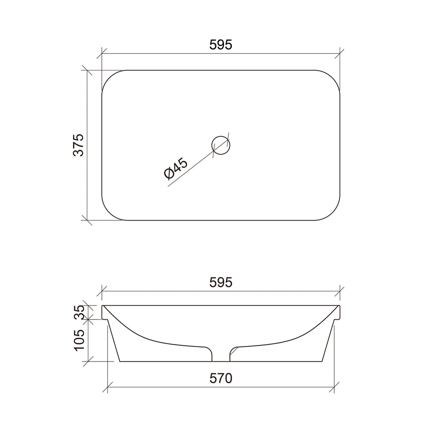 George Basin 600mm Gloss White Bathroom Basin Timberline