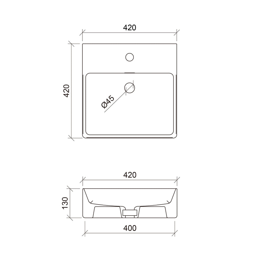 Iconic Basin 420mm Gloss White Bathroom Basin Timberline