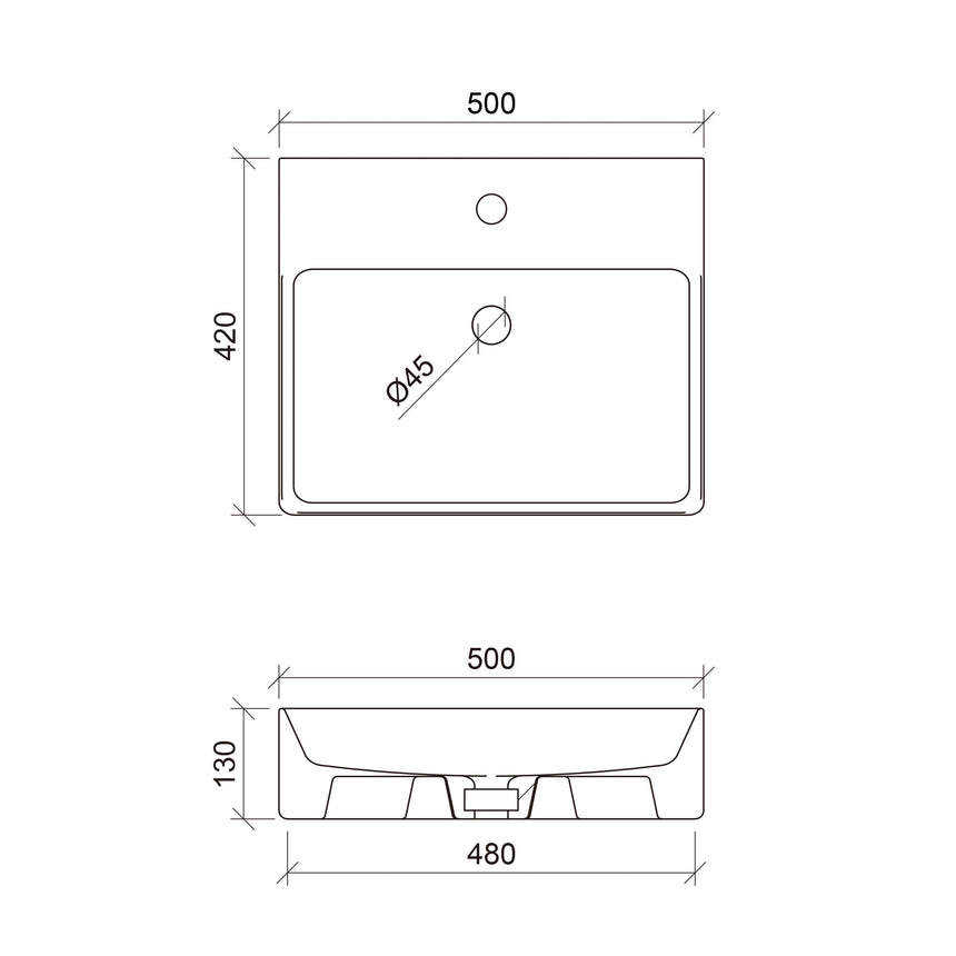 Iconic Basin 500mm Gloss White Bathroom Basin Timberline