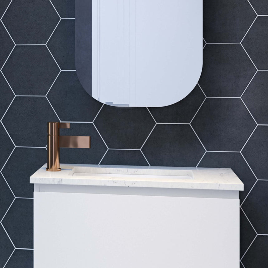 Mini Rectangle Undermount Basin 430mm Gloss White Bathroom Basin Timberline