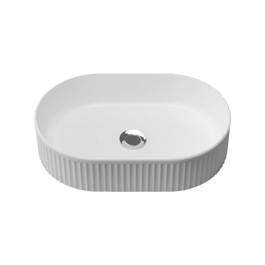Oval Flute Basin 490mm Gloss White Bathroom Basin Timberline Default Title