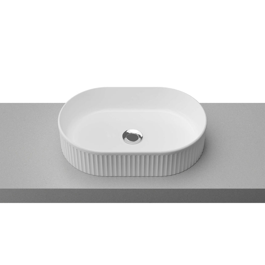 Oval Flute Basin 490mm Gloss White Bathroom Basin Timberline