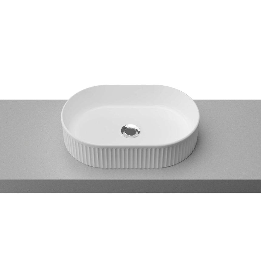 Oval Flute Basin 490mm Matt White Bathroom Basin Timberline Default Title