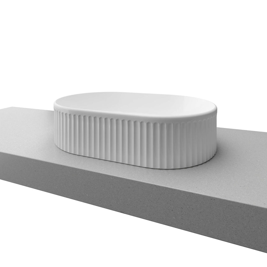 Oval Flute Basin 490mm Matt White Bathroom Basin Timberline