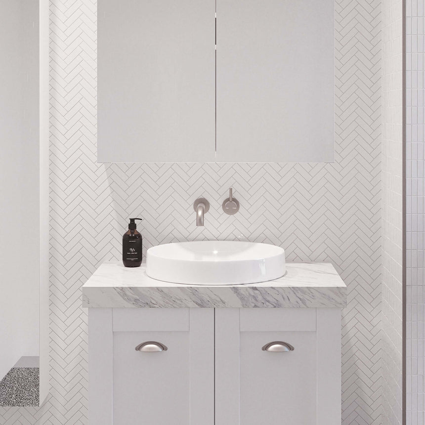 Radius Basin 400mm Matt White Bathroom Basin Timberline