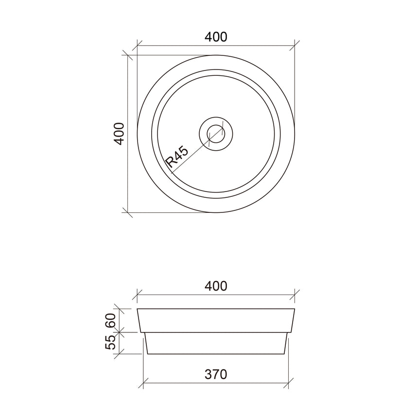 Radius Basin 400mm Matt White Bathroom Basin Timberline