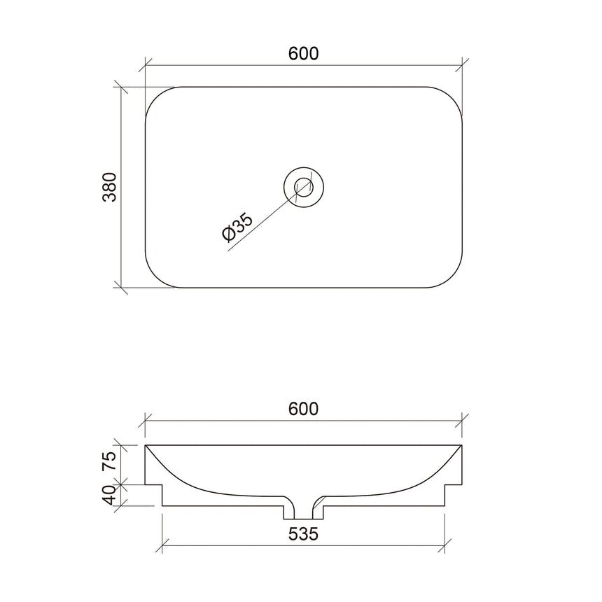 Rome Basin 600mm Gloss White Bathroom Basin Timberline