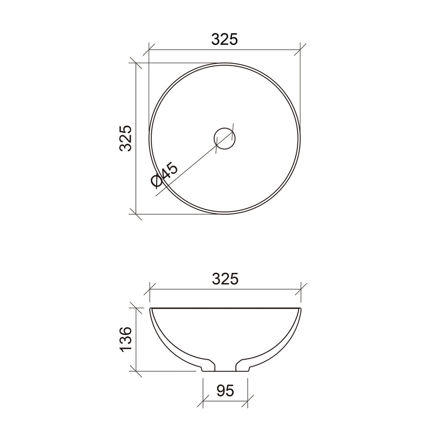 Rose Basin 320mm Gloss White Bathroom Basin Timberline