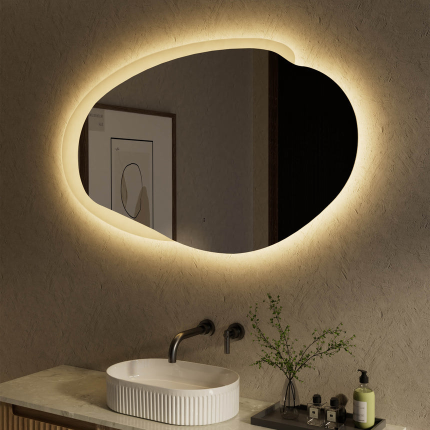 Aulic Evanston LED Mirror 1300mm with Matte Grey Acrylic Edge LED Frameless Mirror Aulic