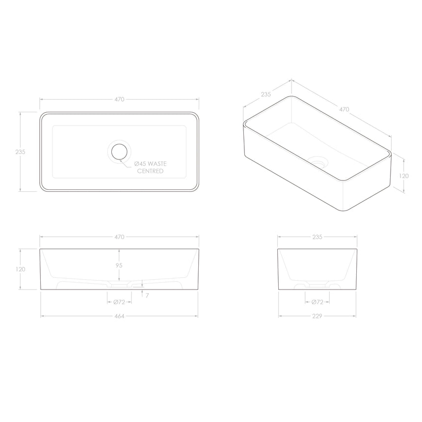 ADP Lisa Above Counter Basin Matte White Bathroom Basin ADP