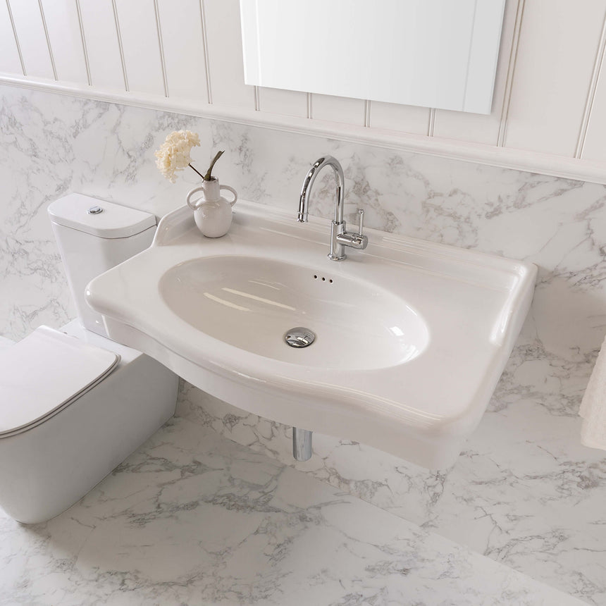 ADP Castellana Wall Basin 900 Gloss White 1 Tap Hole Bathroom Basin ADP