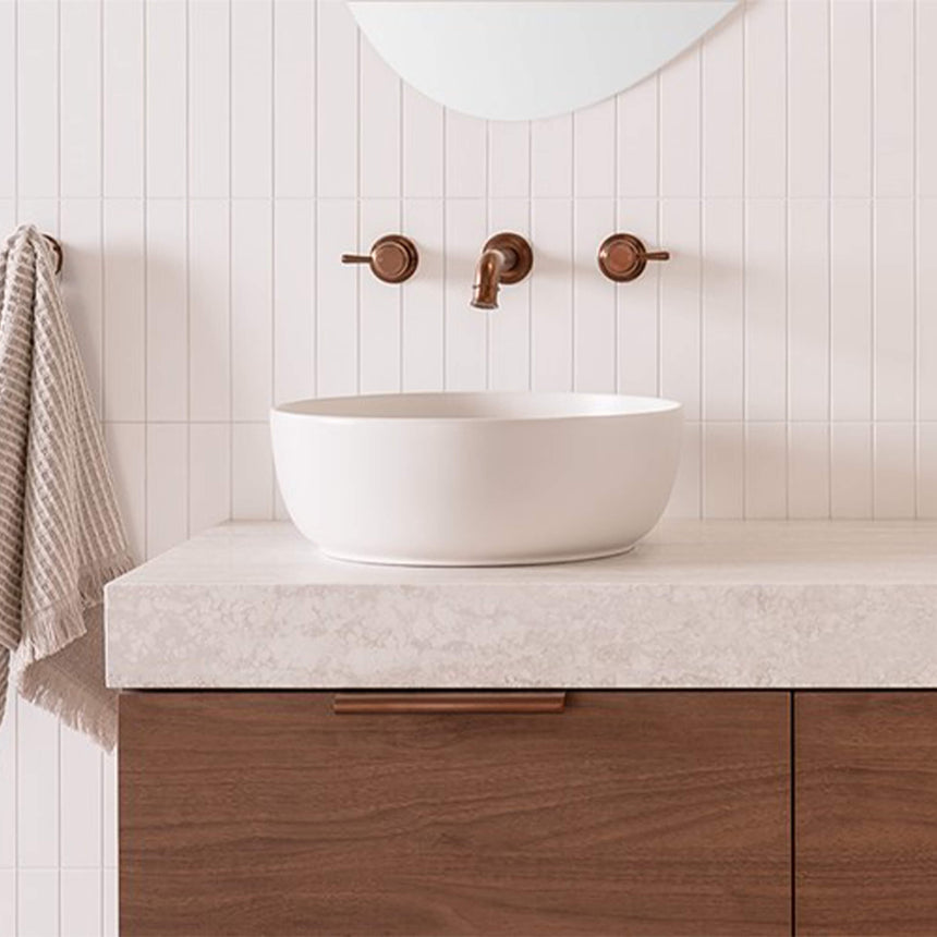 ADP Glam Round Above Counter Basin Gloss White Bathroom Basin ADP