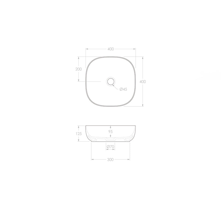 ADP Glam Square Above Counter Basin Gloss White Bathroom Basin ADP