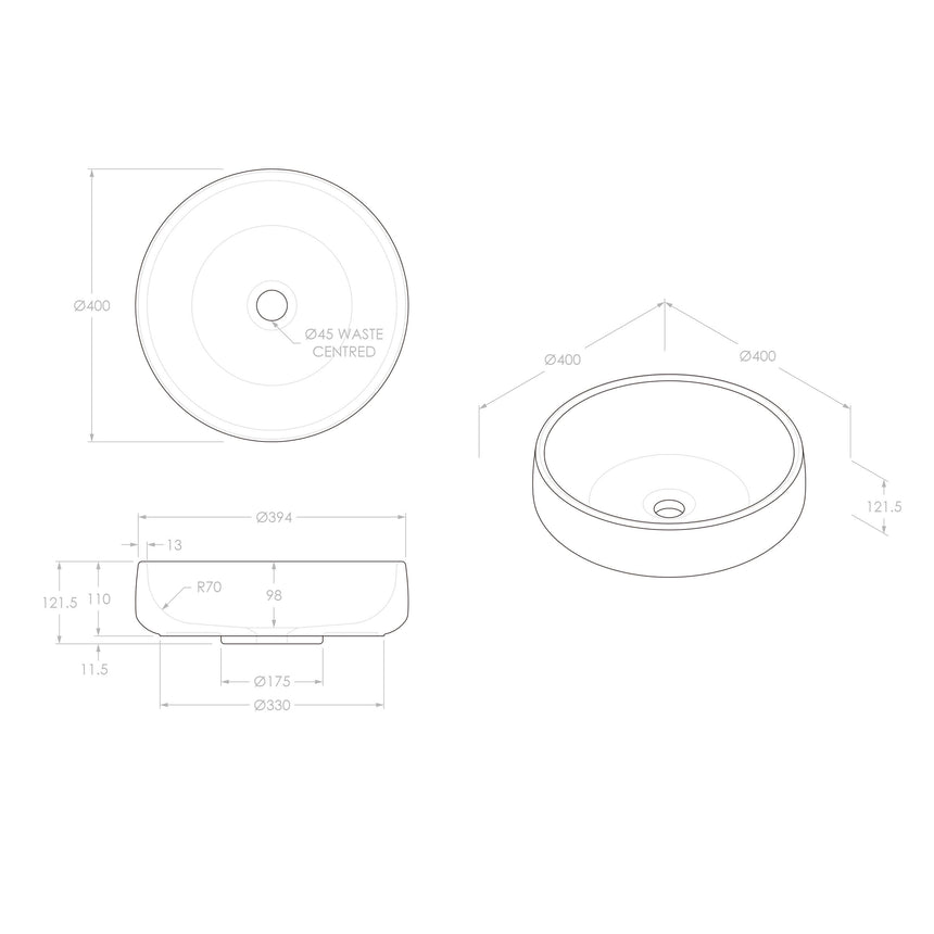 ADP Jean Above Counter Basin Sea Salt Bathroom Basin ADP