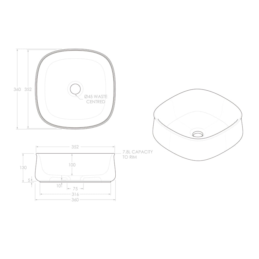 ADP Love Above Counter Basin Matte White Bathroom Basin ADP