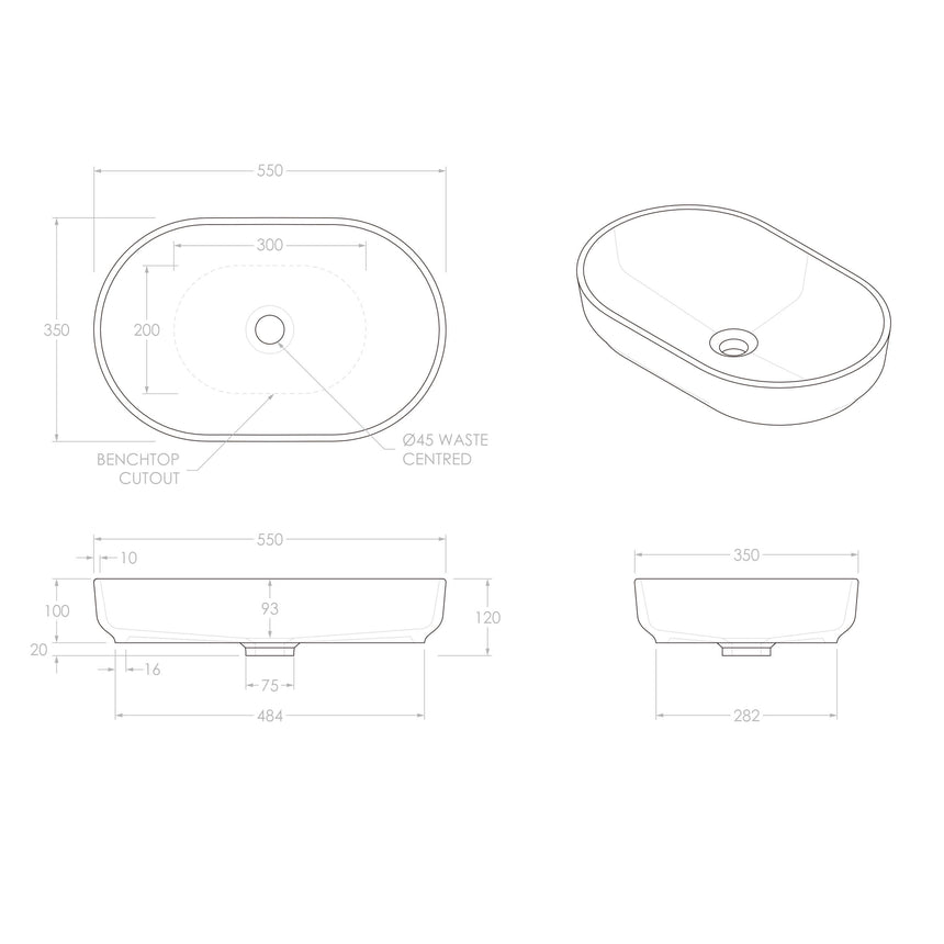ADP Marilyn Above Counter Bsn Matte Concrete Bathroom Basin ADP