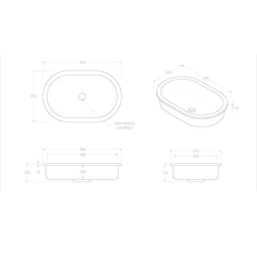 ADP Mila UC/Inset Basin Gloss White Bathroom Basin ADP