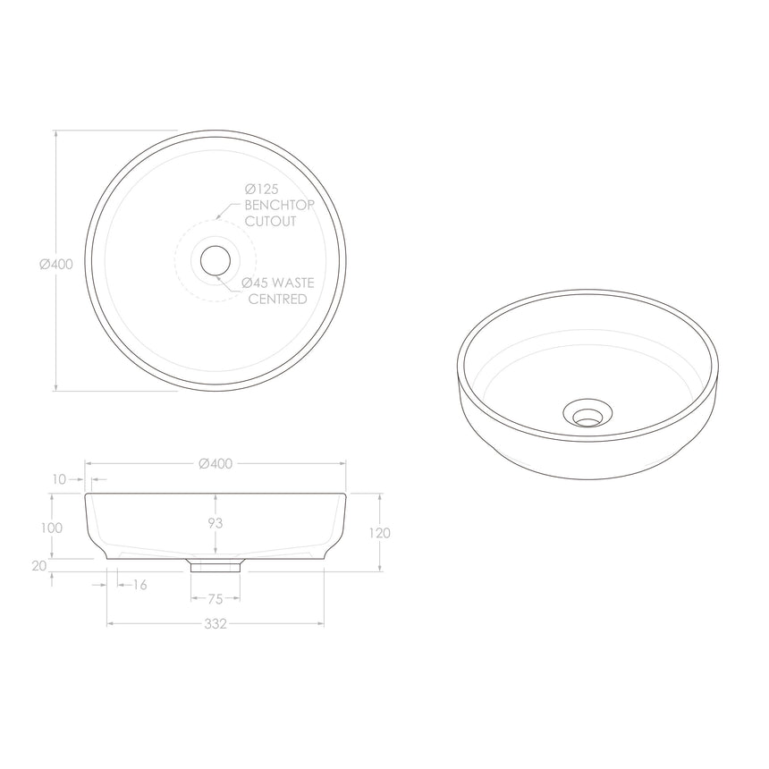 ADP Monroe Above Counter Basin Matte Olive Bathroom Basin ADP