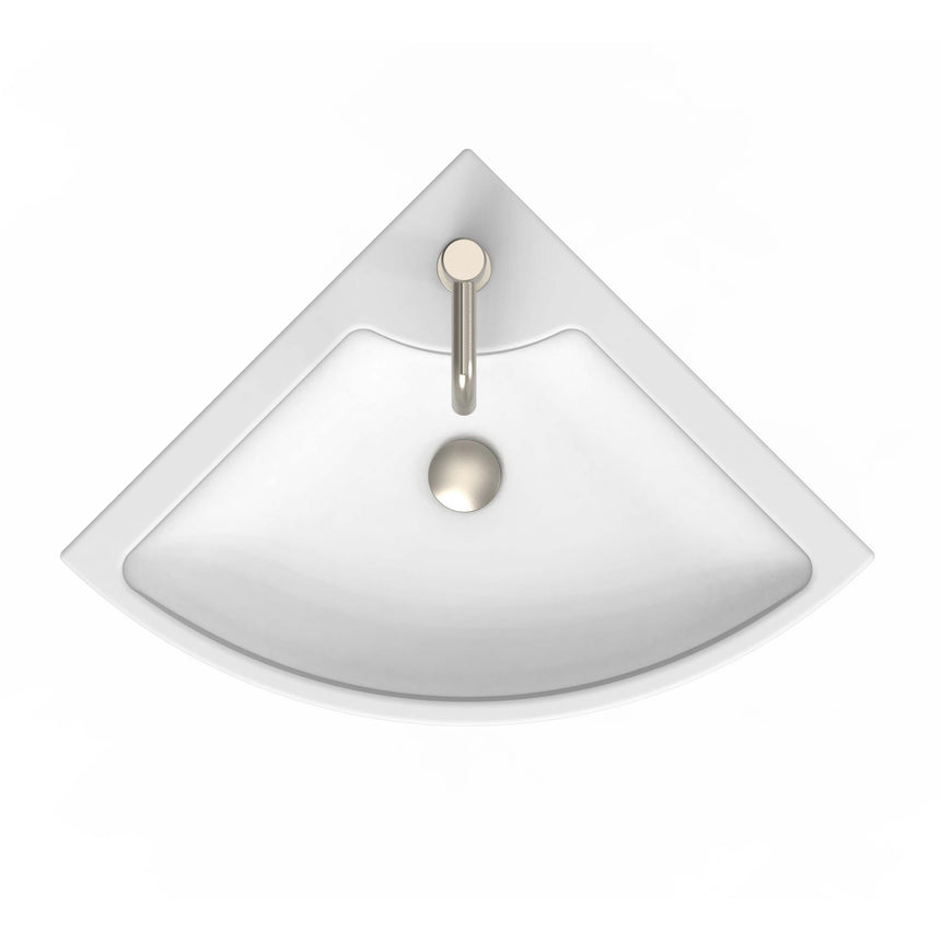 ADP Square Corner Wall Basin Gloss White 1 Tap Hole Bathroom Basin ADP