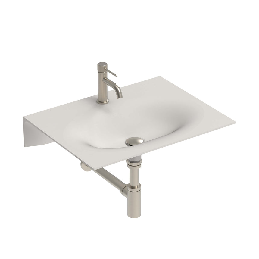 ADP Veil Wall Basin 600 Matte Pearl 1 Tap Hole Bathroom Basin ADP Default Title