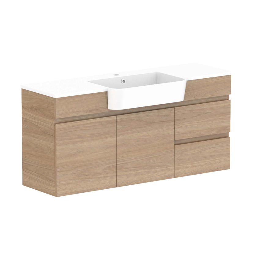 ADP Glacier Semi-Recessed Door & Drawer Wall Hung Vanity Cast Marble Moulded Vanity ADP 1200mm