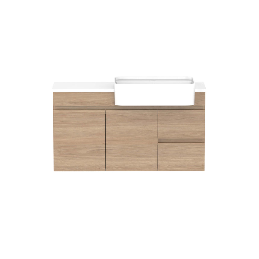 ADP Glacier Semi-Recessed Door & Drawer Wall Hung Vanity Cherry Pie Premium Solid Surface Vanity ADP