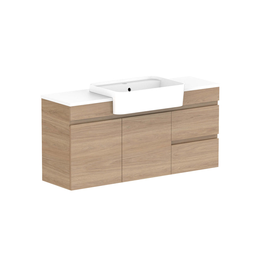 ADP Glacier Semi-Recessed Door & Drawer Wall Hung Vanity Cherry Pie Premium Solid Surface Vanity ADP 1200mm Center