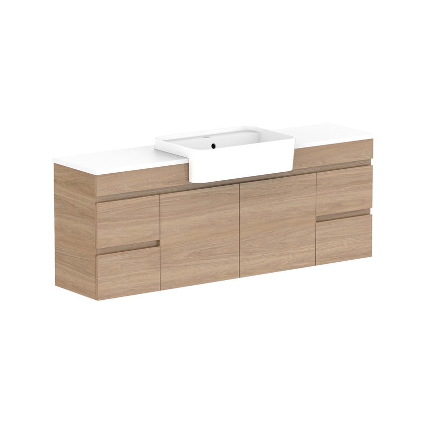 ADP Glacier Semi-Recessed Door & Drawer Wall Hung Vanity Cherry Pie Premium Solid Surface 1500mm / Center