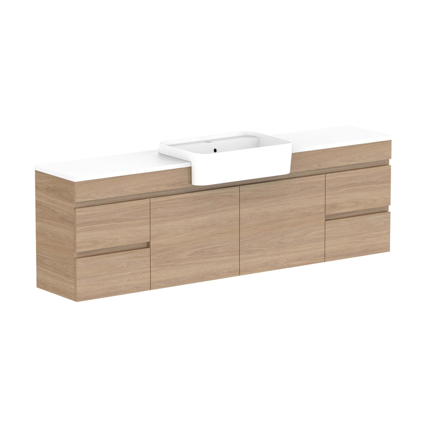 ADP Glacier Semi-Recessed Door & Drawer Wall Hung Vanity Cherry Pie Premium Solid Surface 1800mm / Center
