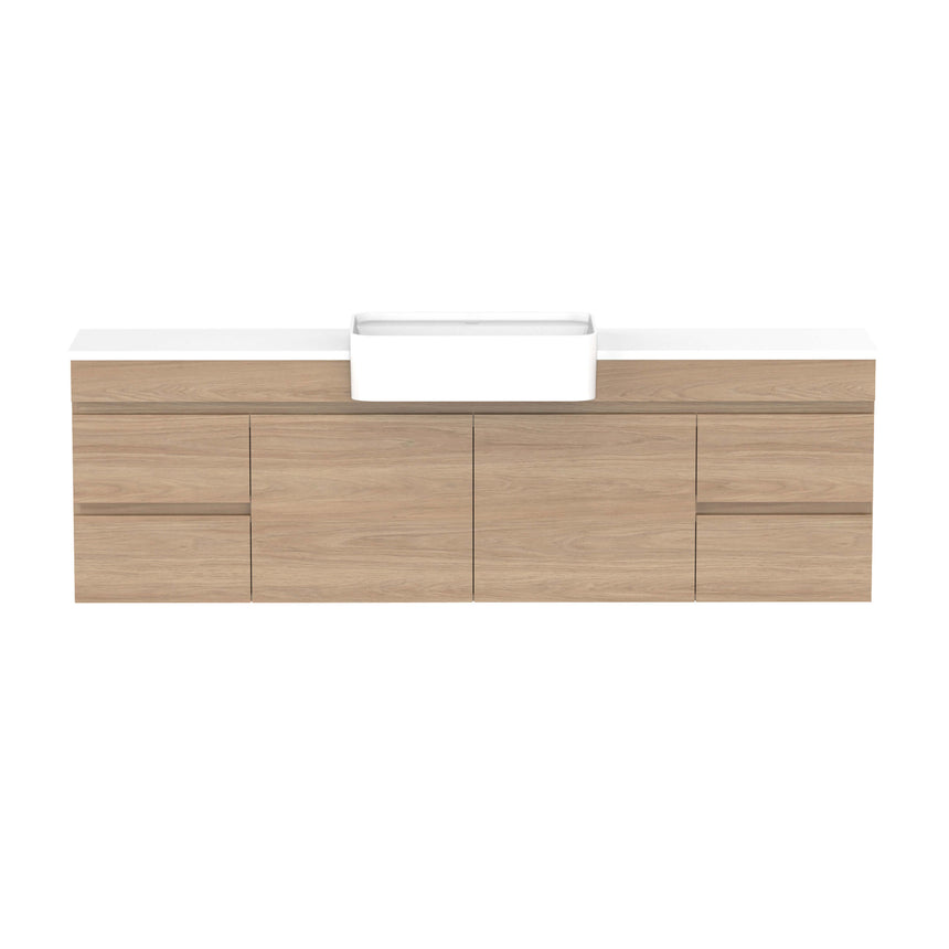 ADP Glacier Semi-Recessed Door & Drawer Wall Hung Vanity Cherry Pie Premium Solid Surface Vanity ADP