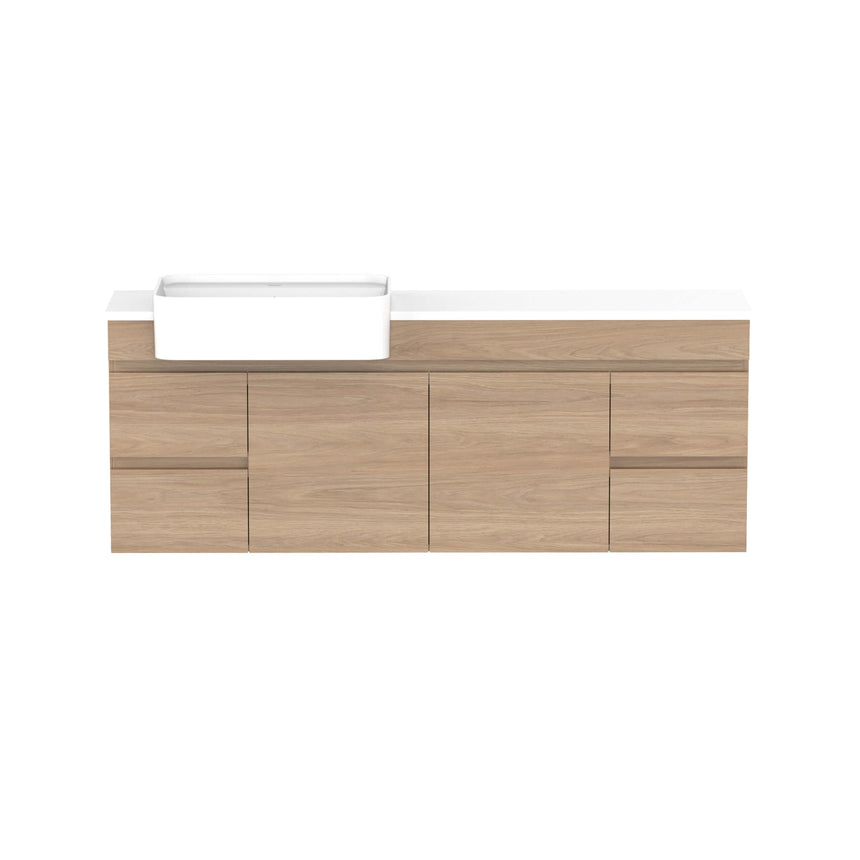 ADP Glacier Semi-Recessed Door & Drawer Wall Hung Vanity Durasein Solid Surface Vanity ADP