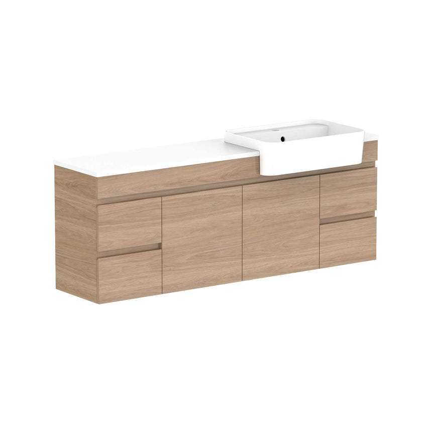 ADP Glacier Semi-Recessed Door & Drawer Wall Hung Vanity Durasein Solid Surface 1500mm / Right