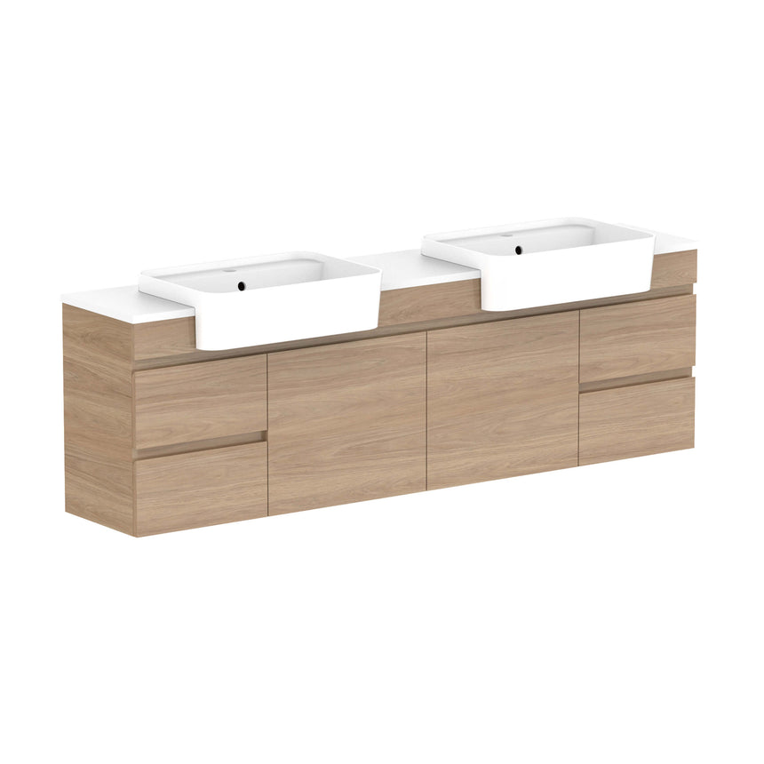 ADP Glacier Semi-Recessed Door & Drawer Wall Hung Vanity Durasein Solid Surface Vanity ADP 1800mm Double