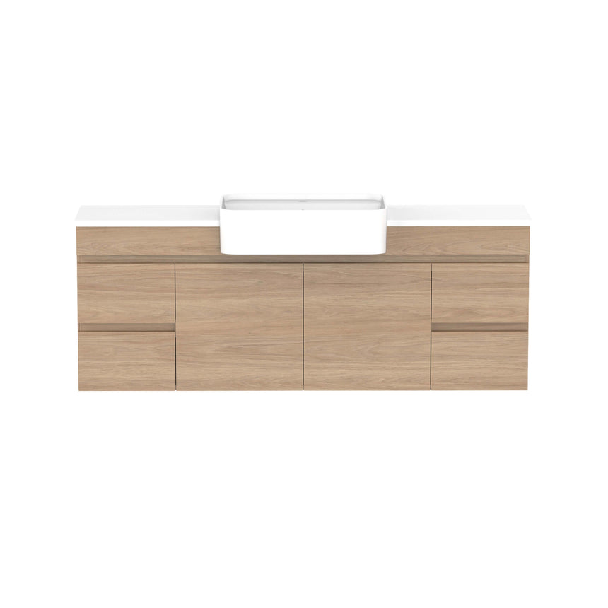 ADP Glacier Semi-Recessed Door & Drawer Wall Hung Vanity Caesarstone Mineral Vanity ADP