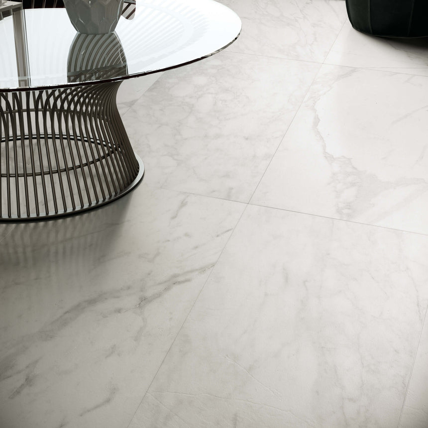 3D Crafted 600x600 Natural Calacatta Concrete Look Tiles Tilemall